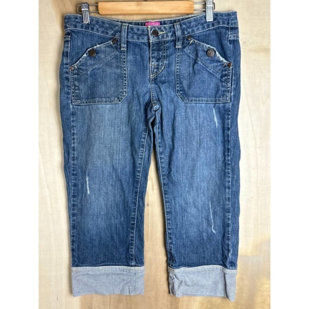 The‎ Limited Jeans Women’s 8 Sexy Drew Cuff Distressed Button Capri Crop